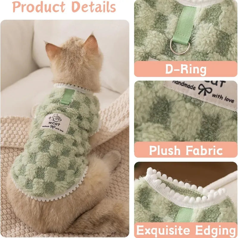 Korean autumn winter dog hoodie with cartoon bear design, green, for small medium pets