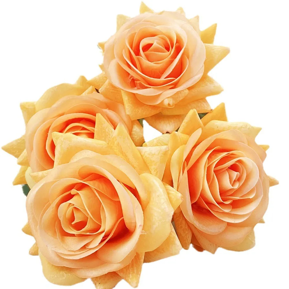 Touch Rose artificial silk flower bouquet with red petals and green stem, showing full 42cm length