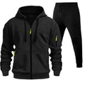 Men's sports hoodie set with zip-up front, multiple pockets, and wool lining in camel colour