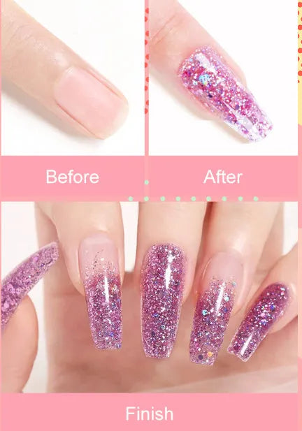 Gel nail polish set with UV lamp, USB cable, and plastic suit in multicolor finish