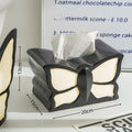 Ceramic butterfly-themed vase and matching waterproof tissue box set for living room decor.