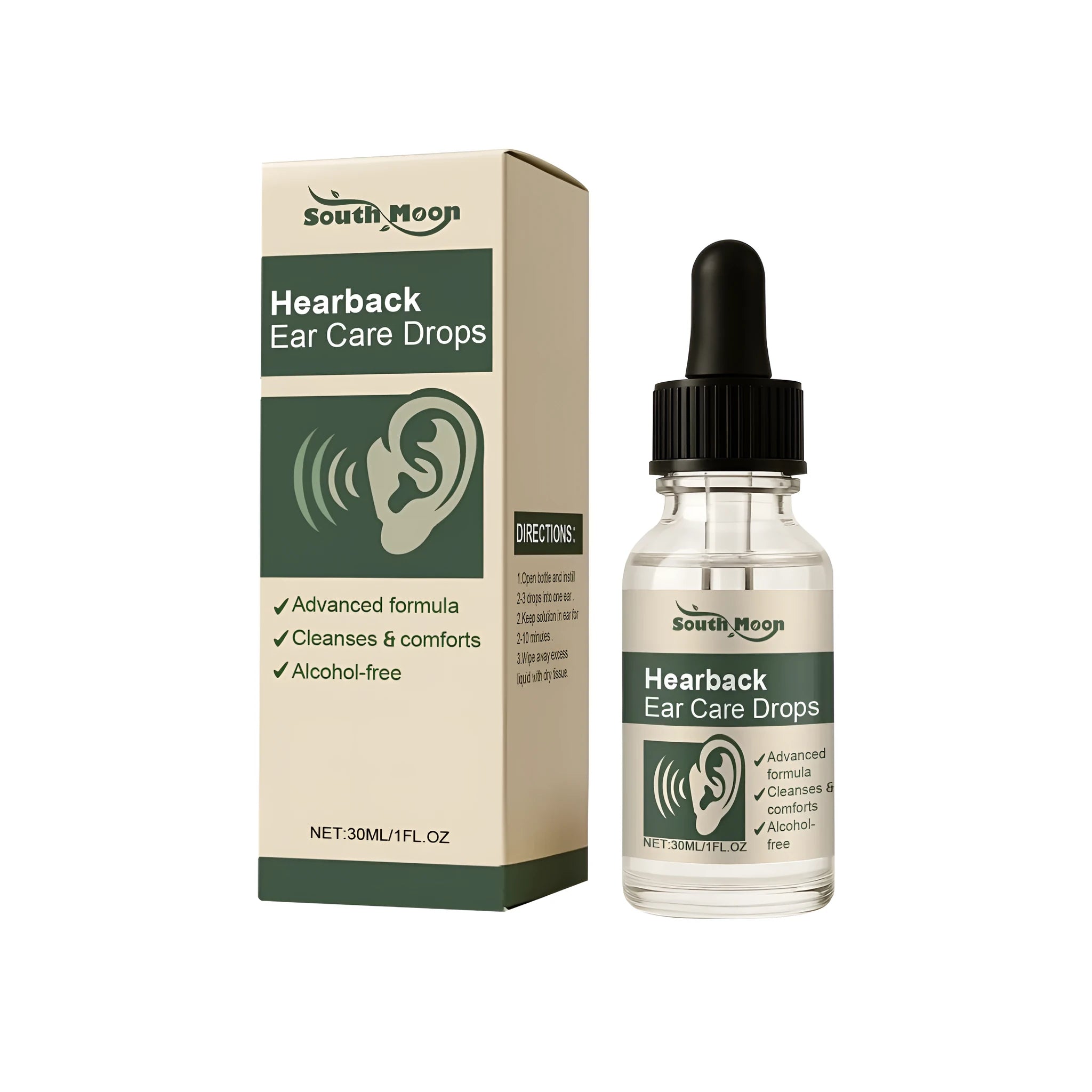 30ml bottle of botanical ear care drops with witch hazel extract and herbal formula