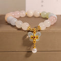 Women's bracelet with colourful Morganite butterfly pendant and crystal links.