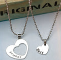 Two silver heart-shaped alloy puzzle necklaces on a cross chain, set of two, women's jewellery