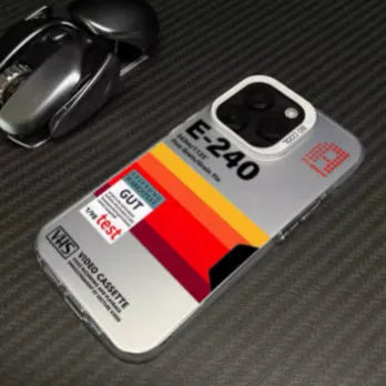 Video tape phone case with laser finish in colourful silver and antique white for iPhone, anti-drop design
