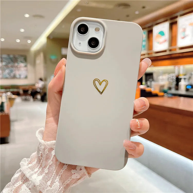 Soft silicone iPhone case with hot stamping love design in brown colour
