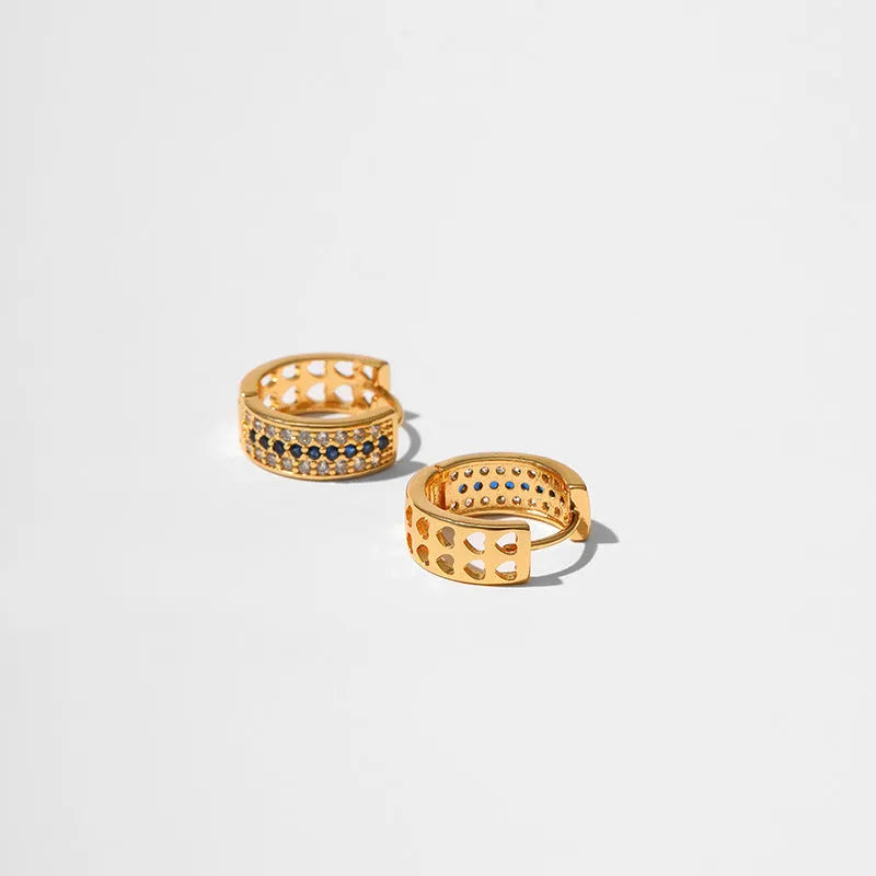 Women's round geometric copper earrings with electroplating and 18K gold plating