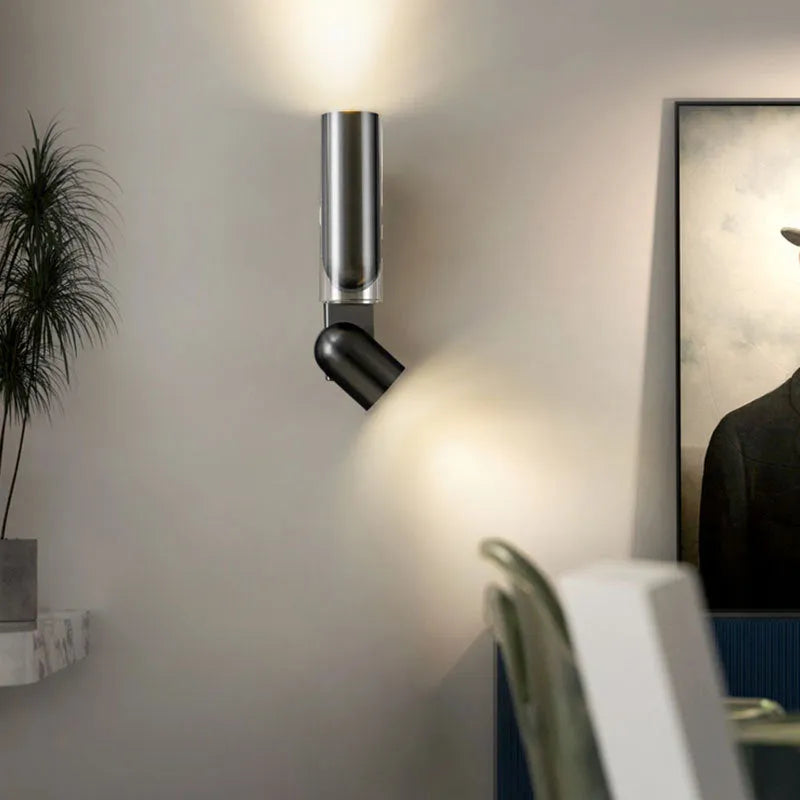 Rotating adjustable iron wall lamp in brushed red copper or gun black with 5W LED light source