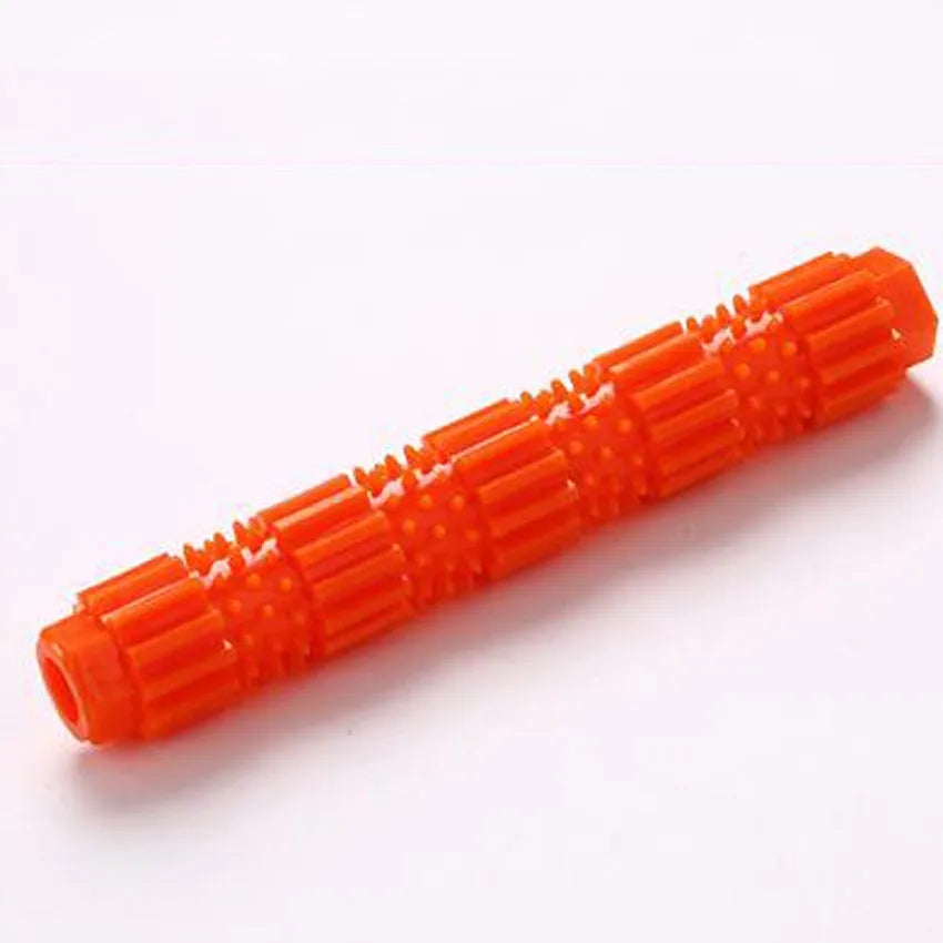 Green or orange rubber dog chew toy with treat dispenser for aggressive chewers