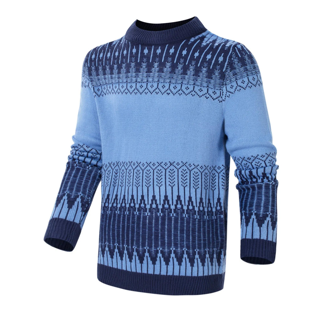 Men's knitted long-sleeve pullover sweater in a selection of styles and sizes.