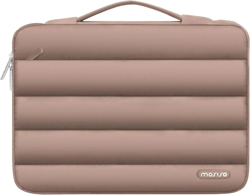 Velvet laptop bag with plaid pattern in multiple colours showing 13.3 and 15.4 inch size options