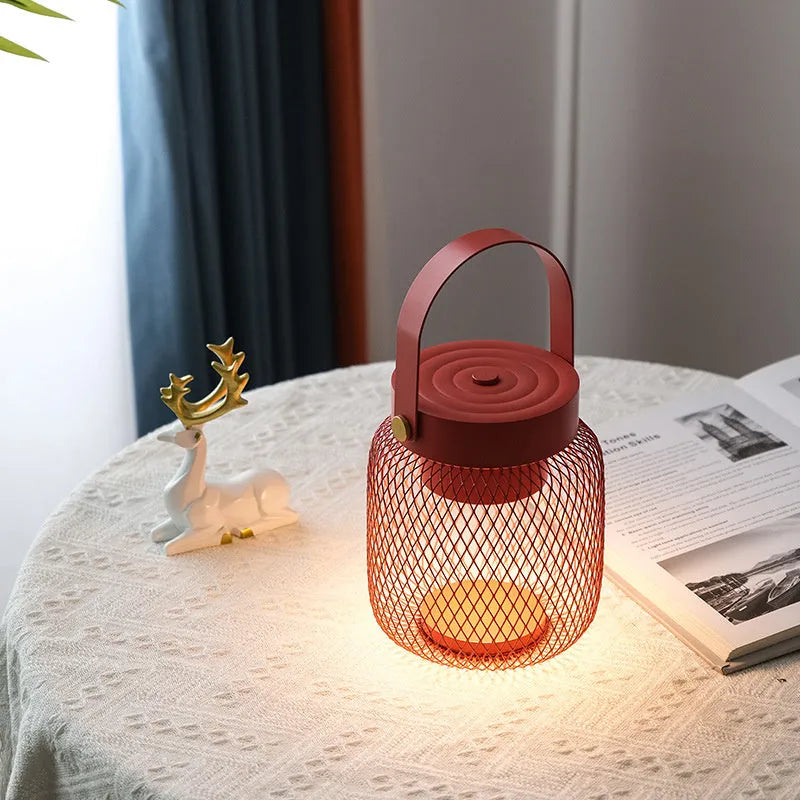 Red metal shade wirelss touch sensing mini wall hanging night lamp with USB cable, Nordic style