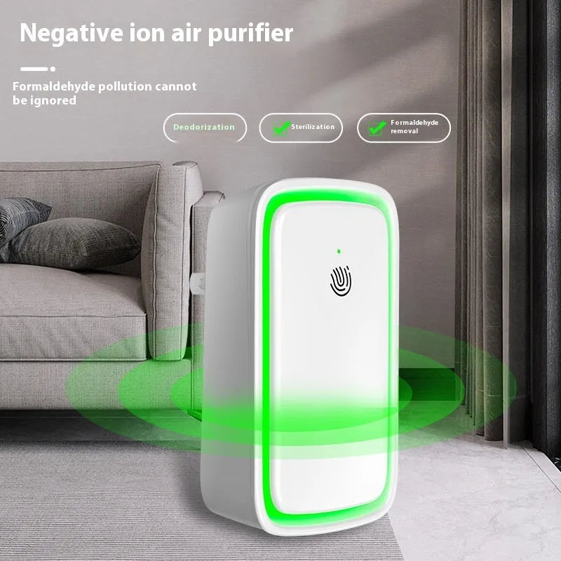 White wall-mounted plastic air purifier for 21-30 sq m rooms with anion and odour removal functions
