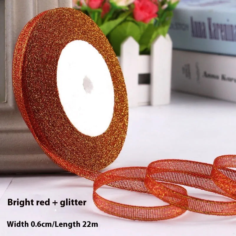 Polyester gift packaging ribbon roll in selected colour, 0.6cm wide decorative band