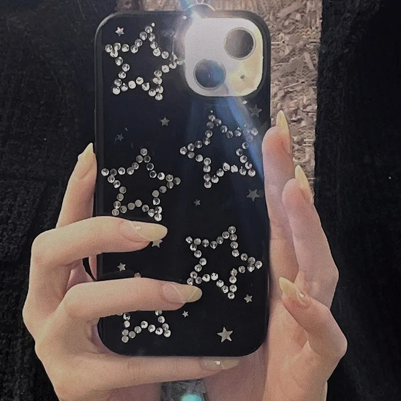 Rhinestone black XINGX phone case with epoxy resin soft cover for Apple iPhone