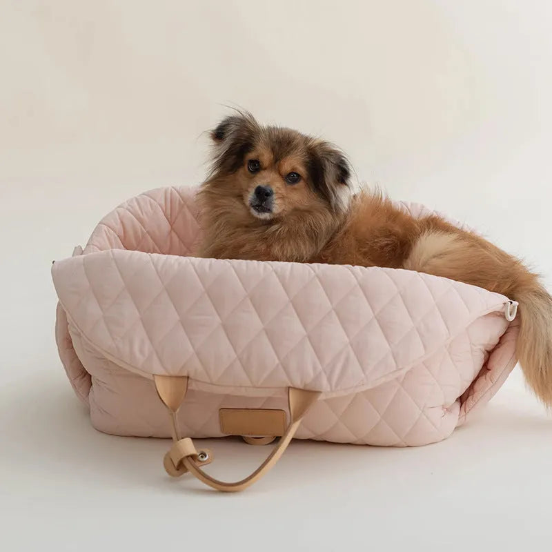 Nylon pet handbag for outdoor cat carrying, available in large and small sizes with 35L capacity and five colour options.