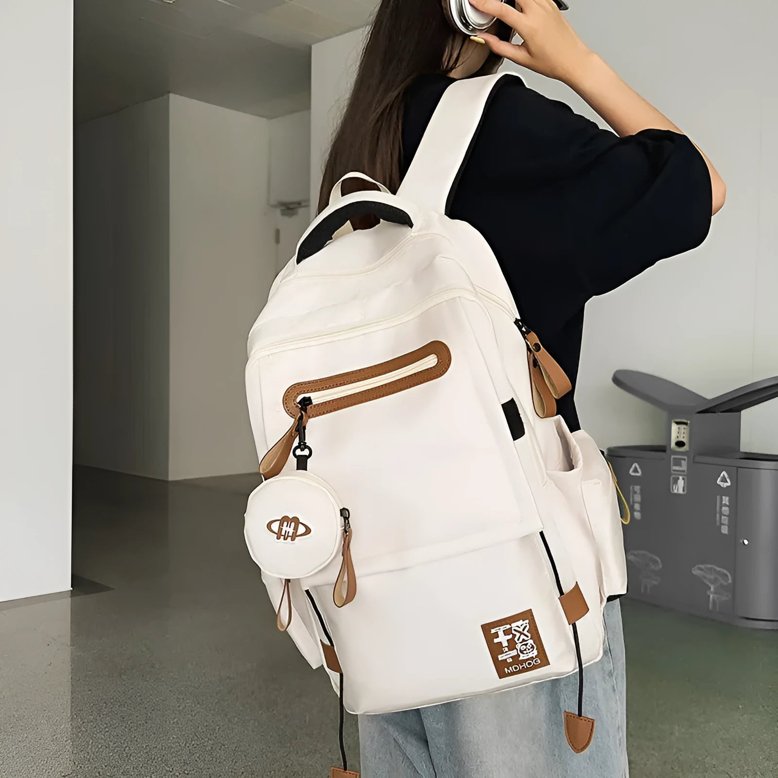 Large waterproof nylon leisure travel backpack in multiple colours with contrast stitching details