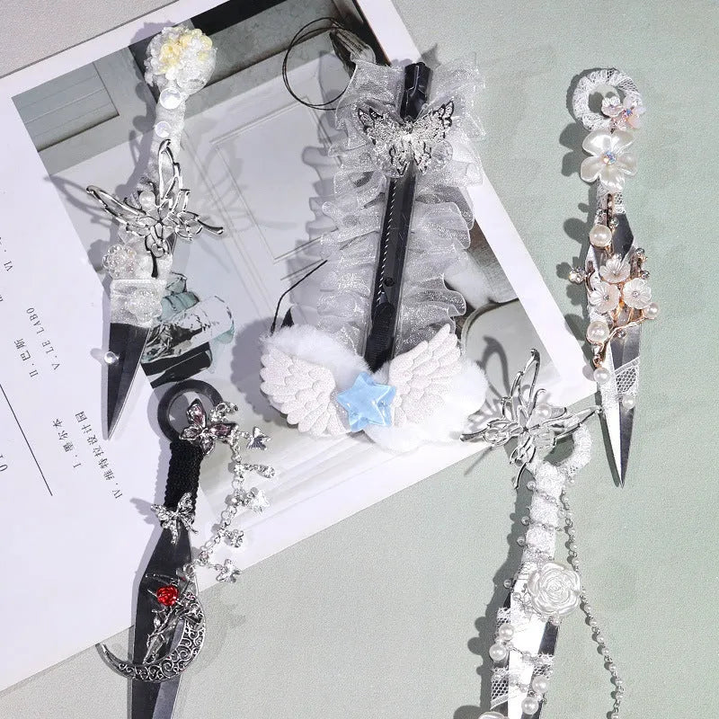 Bicai Bitter Darts handmade metal unpacking art knife in Aurora colour as DIY ornament accessory