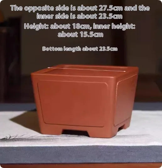 Square purple clay succulent bonsai pot in classical design for tabletop or floor placement