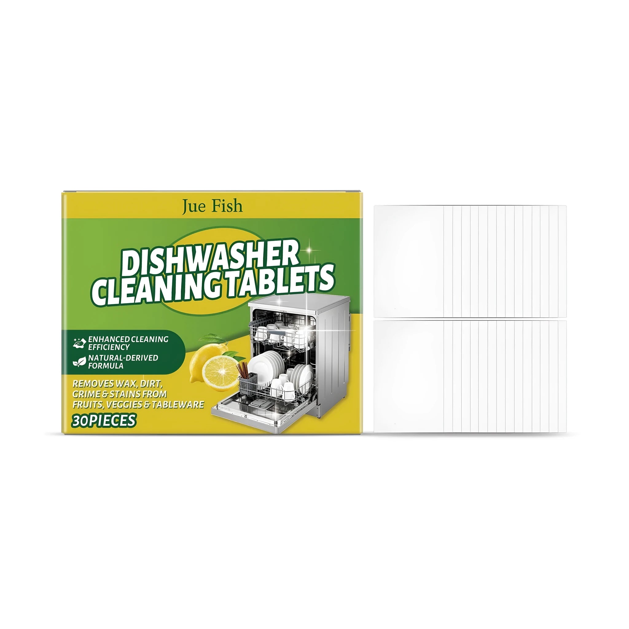 30-pack dishwasher cleaning sheets with citric acid formula for descaling and deodorising