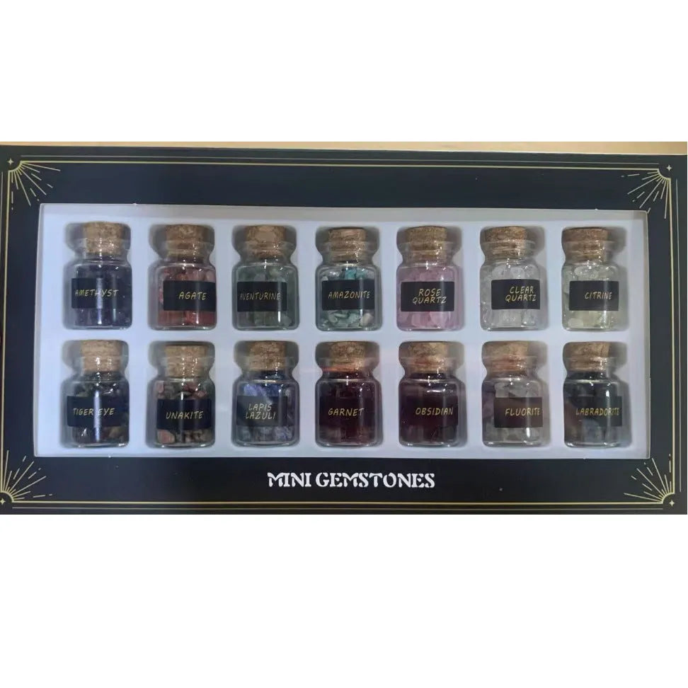 Small gravel bottle with colourful white crystal stones in a drift bottle gift box, American style