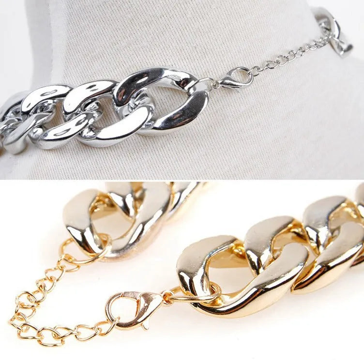 Gold colour chain dog collar with adjustable buckle for small to medium dogs