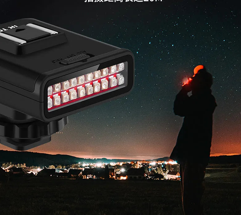 All black infrared fill light with 6500K cold white output and USB cable for night vision use