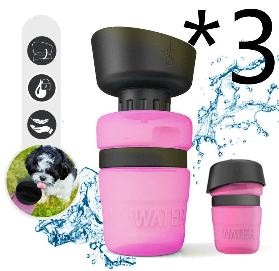 New improved creative silicone pet water bottle 520ml in sky blue with squeeze cap for dogs