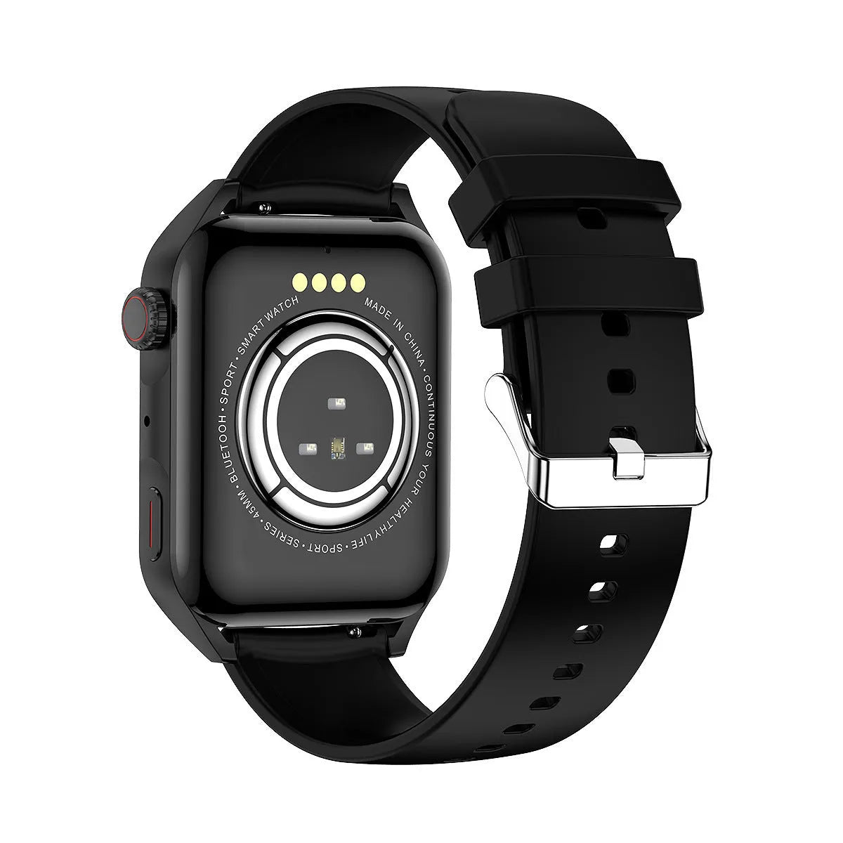 Pink smart watch with a 1.8-inch AMOLED screen and silicone strap on a wrist