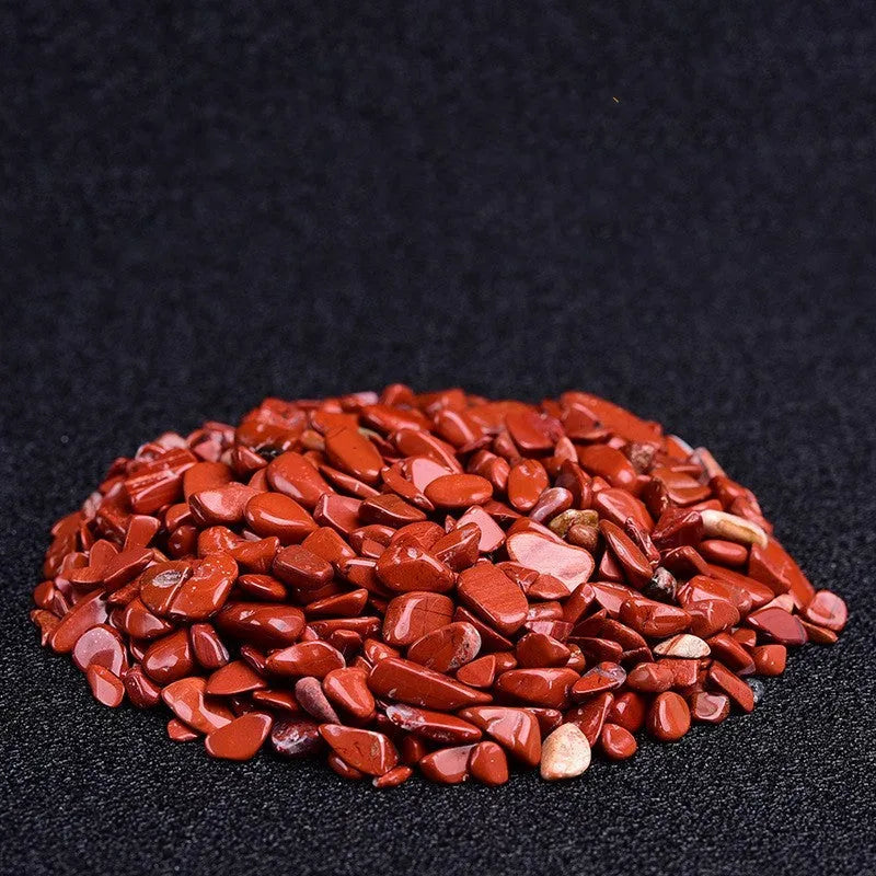 Assorted natural crystal decorative gravel chips in a clear PP bag, available in multiple colours and sizes