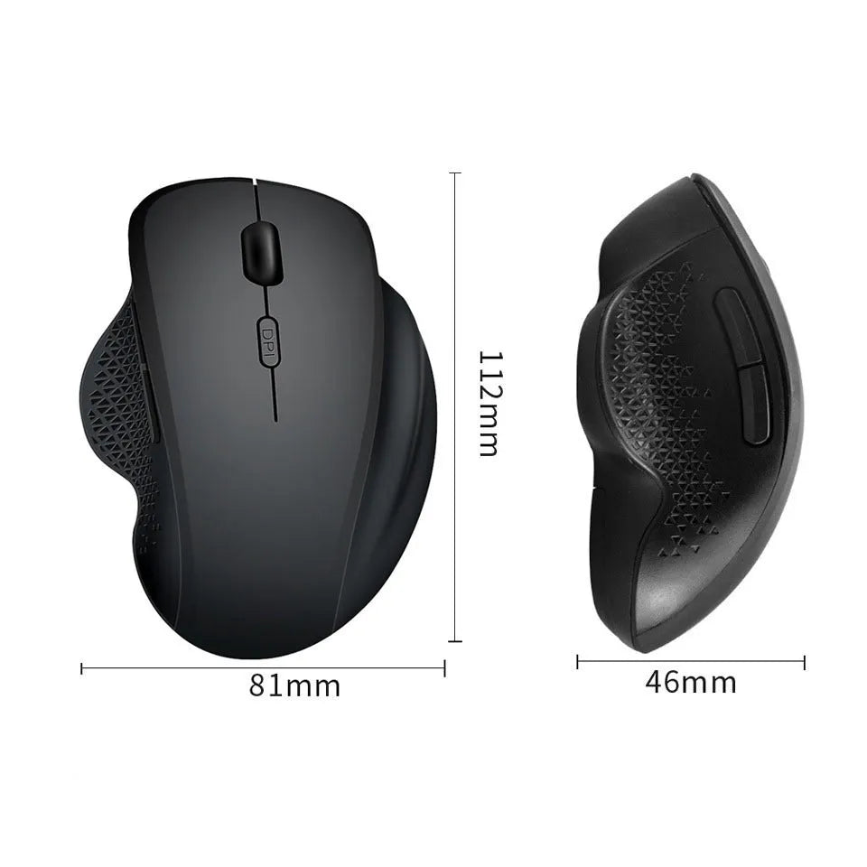 Grey wireless optical mouse for laptops with USB charging cable on white background