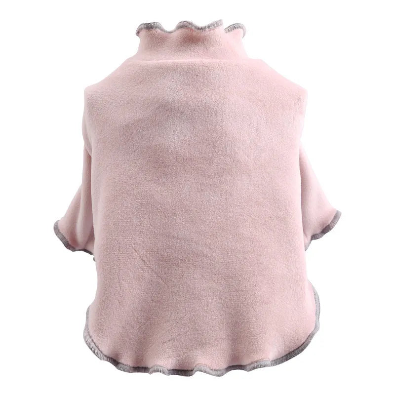 Khaki polyester trench coat pet clothing for dogs on white background