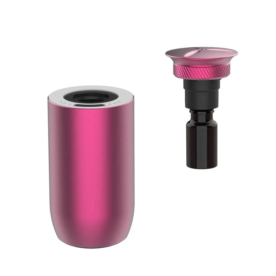Portable column-shaped aroma diffuser in metal construction with touch button, suitable for cars and small rooms