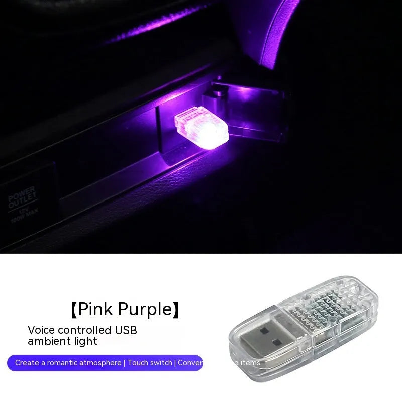 Car USB ambience light with touch controls and voice command for RGB mode