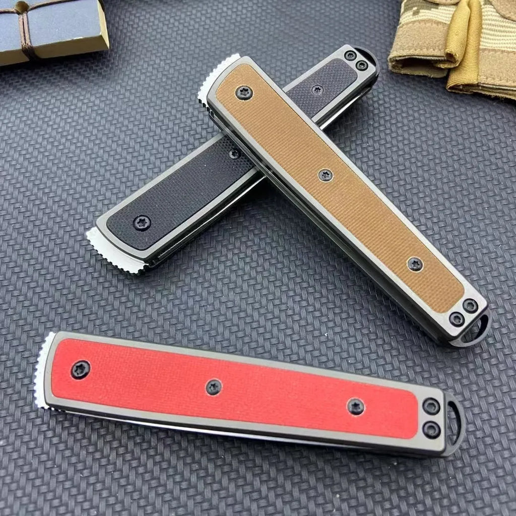 Handmade folding fruit knife with stainless steel blade in open position showing 7cm blade and 10cm handle