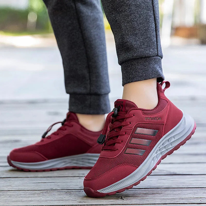 Breathable mesh slip-on shoes with elastic band closure in various colours