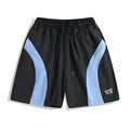 Men's black quick-drying sports shorts with elastic waistband and loose fit