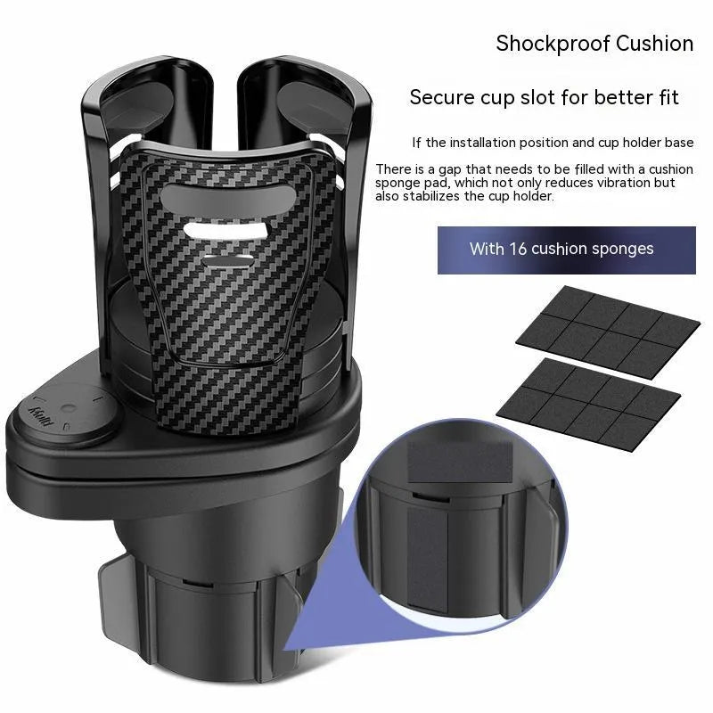 Car cup holder modification with carbon fibre pattern in matte black for centre console installation