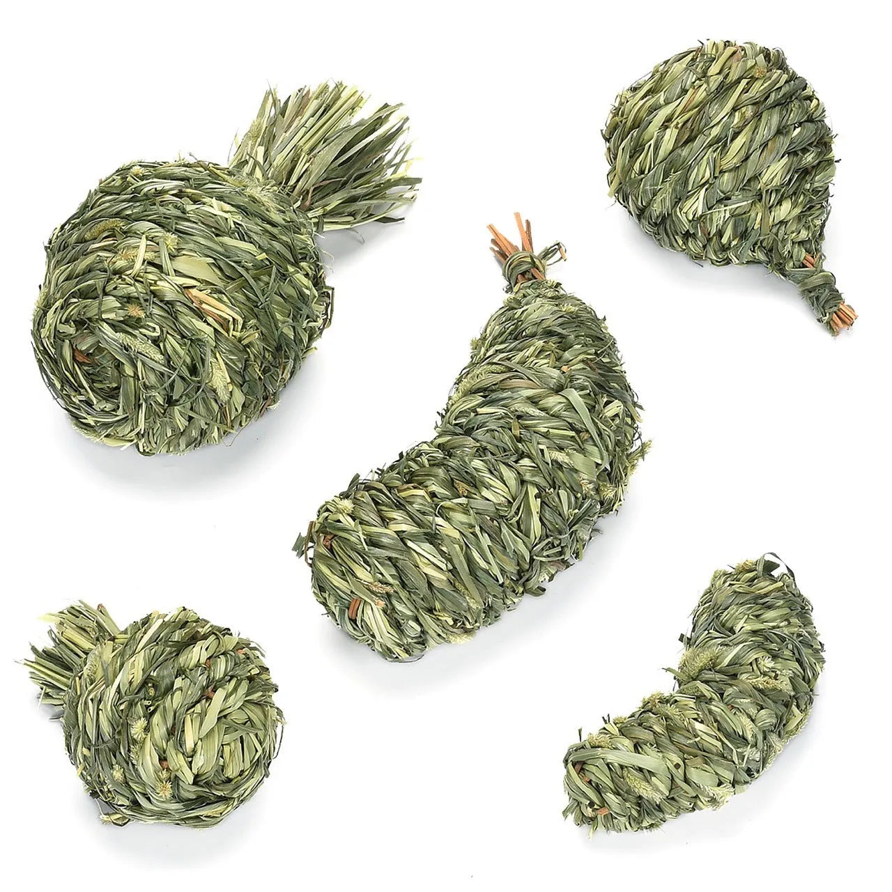 Natural timothy grass pet chew toy in pear shape for rabbits and guinea pigs