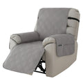 Quilted burgundy waterproof sofa cover fitted on a Chivas single-seat massage chair.