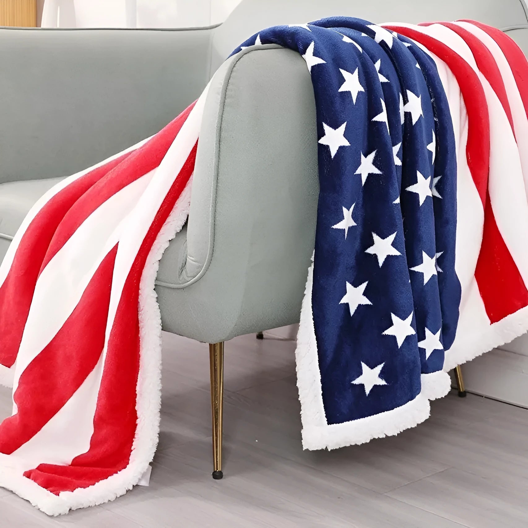 Striped lambswool polyester blanket in British style design for autumn and winter use