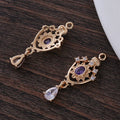 Hollow water drop pendant with crown design and zircon detailing in five colour options