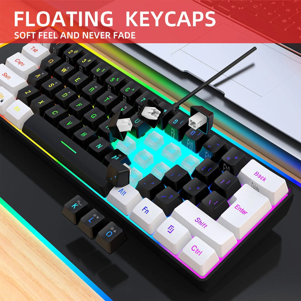 61 key wired membrane keyboard in compact 28.7cm design with USB cable