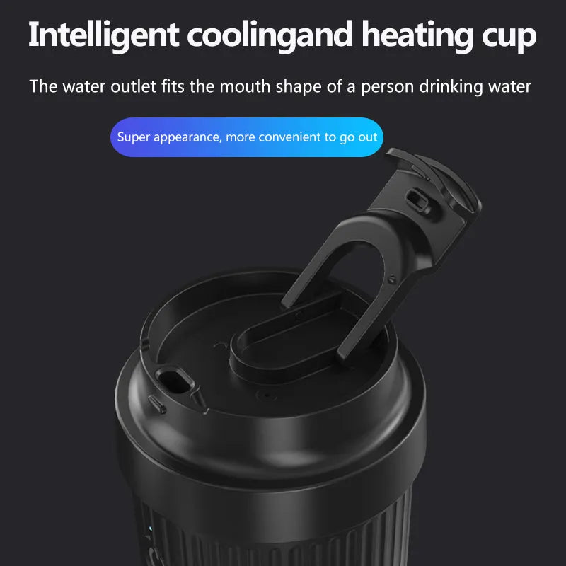 Car-mounted smart heating and cooling cup in black, 36W 12V, size 111x96x235mm, for vehicles homes offices