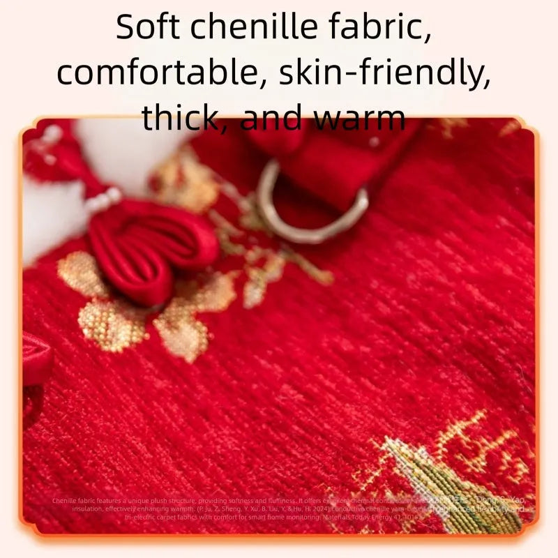 Chinese New Year pet vest with Chinese knot buttons, faux fur trim, and built-in leash ring in red or beige