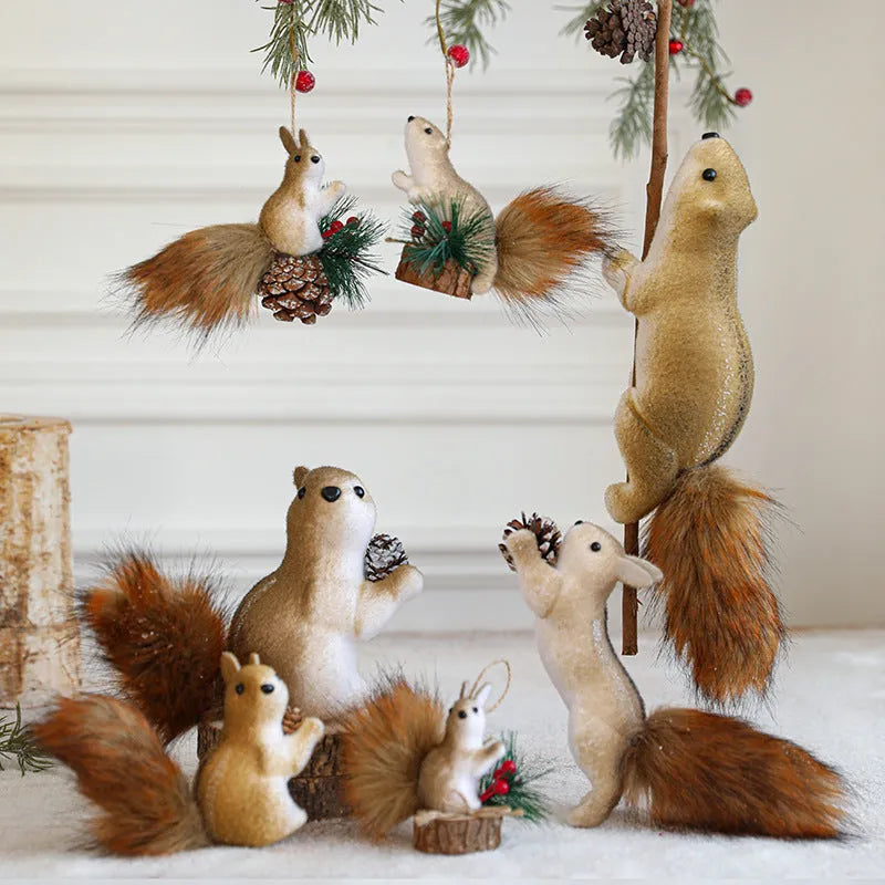 Lightweight foam squirrel pendant Christmas tree ornament in cartoon modern simple style