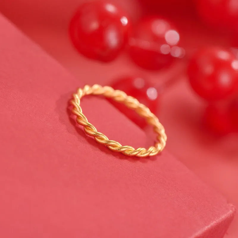 Brass gold plated simple bracelet ring shown in glossy, matte, and twist styles.