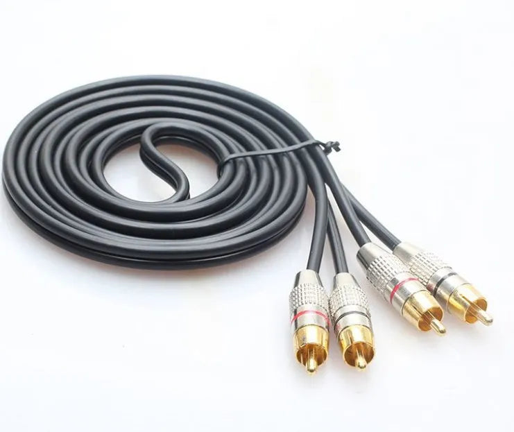2rca double RCA audio cable in black with two male connectors, 1m length
