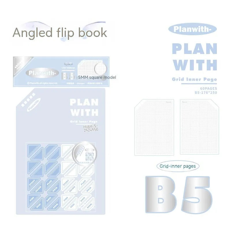 Oblique angle book artsy ins style salt series notebook with 60 sheets in A5 or B5 size with cover options