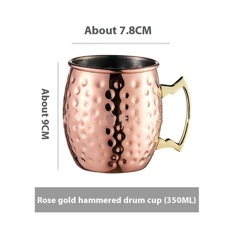 Stainless steel Moscow Mule cup with copper-plated finish in silver, gold, rose gold or black colour options